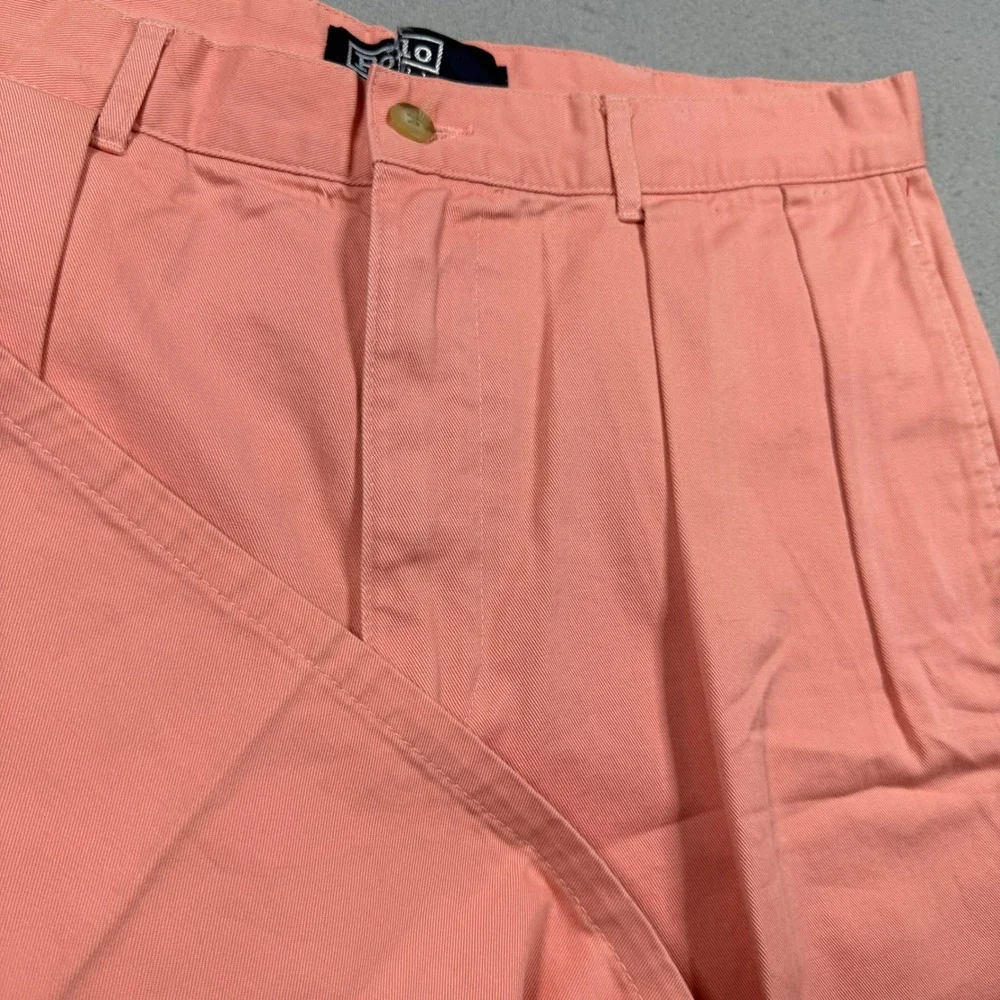 Polo Ralph Lauren Mens Pleated Chino Shorts Salmon Pink Cotton 32/33